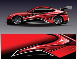 Car wrap design vector. Graphic abstract stripe racing background kit designs for wrap vehicle  race car  rally  adventure and livery vector