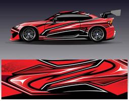 Car wrap design vector. Graphic abstract stripe racing background kit designs for wrap vehicle  race car  rally  adventure and livery vector