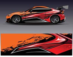 Car wrap design vector. Graphic abstract stripe racing background kit designs for wrap vehicle  race car  rally  adventure and livery vector