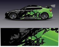 vector de diseño de envoltura de coche. Diseños de kits de fondo de carreras de franjas abstractas gráficas para envolver vehículos carrera de autos rally aventura y librea