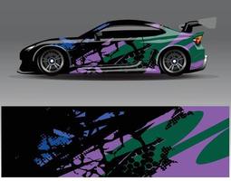 vector de diseño de envoltura de coche. Diseños de kits de fondo de carreras de franjas abstractas gráficas para envolver vehículos carrera de autos rally aventura y librea