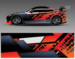 Car wrap design vector. Graphic abstract stripe racing background kit designs for wrap vehicle  race car  rally  adventure and livery vector