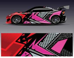 vector de diseño de envoltura de coche. Diseños de kits de fondo de carreras de franjas abstractas gráficas para envolver vehículos carrera de autos rally aventura y librea