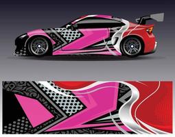 Car wrap design vector. Graphic abstract stripe racing background kit designs for wrap vehicle  race car  rally  adventure and livery vector