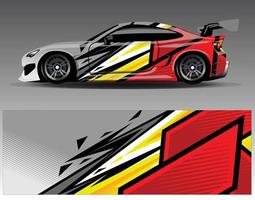 vector de diseño de envoltura de coche. Diseños de kits de fondo de carreras de franjas abstractas gráficas para envolver vehículos carrera de autos rally aventura y librea