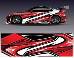 Car wrap design vector. Graphic abstract stripe racing background kit designs for wrap vehicle  race car  rally  adventure and livery vector