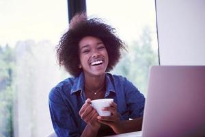 African American woman in the living room photo