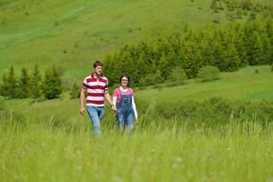 romantic young couple in love together outdoor photo