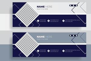 Email Signature Template, Business Corporate Company Identity professional email signature design template, Flat and modern e-mail signature templates. Dark Colors Email or Gmail template Design. vector