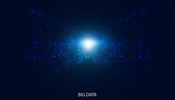 Abstract square big data perspective on blue background digital futuristic modern hi-tech space vector