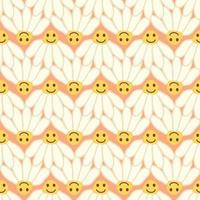 patrón de sonrisa de manzanilla 1970. Groovy Margarita retro de patrones sin fisuras vector