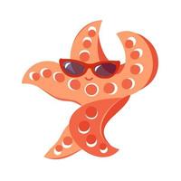 A starfish with dark glasses makes a welcoming gesture vector