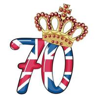 Queen Elizabeth's Platinum Jubilee celebration poster against the backdrop of the Union Jack, reigning 70 years vector
