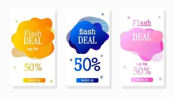 modern abstract liquid shape set of colorful tags promotion for social media stories vector