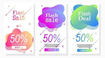 set of sale labels promotion for social media stories vector