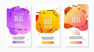 abstract discount banner promotion with amoeba and gradient concept for social media stories vector