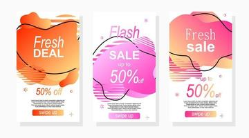 abstract modern sale banner design for social media stories with gradient color vector