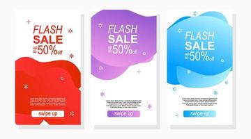 set of abstract modern sale labels design for social media promotion stories vector