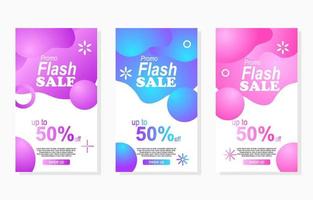 set of colorful sale tags with abstract liquid gradient color for social media stories promotion vector