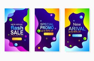 abstract modern gradient liquid shape set of vector banners with numbers for social media sale promotion stories and advertisement