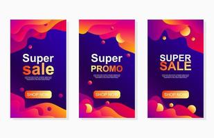 abstract modern sale banner design with colorful gradient liquid shape for social media advertisement stories and promotion vector