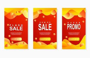 vector sale labels with abstract liquid gradient frame for social media stories