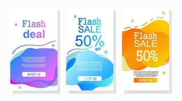 set of colorful sale tags social media stories post promotion and advertisement vector
