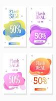 set of colorful sale labels with abstract liquid shape design for social media promotion stories vector