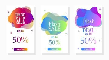 abstract amoeba set of sale labels promotion for social media stories vector