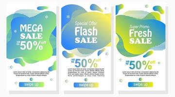 set of labels for sale promotion stories with gradient color and abstract shape vector