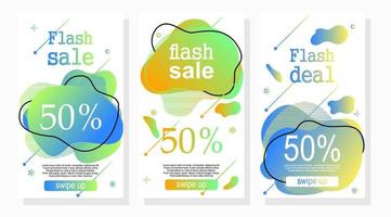 set of labels promotion design with abstract gradient liquid shape vector