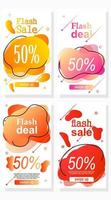 modern set of sale labels with abstract gradient liquid shape for social media advertisement stories vector