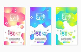 set of colorful sale labels promotion for social media advertisement and promotion stories vector