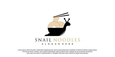 Noodles logo icon with snail illustration premium vector