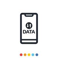 Smartphone icons and data usage messages. vector