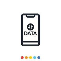 Smartphone icons and data usage messages. vector