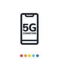 Smartphone icon with 5G technology connection message. vector