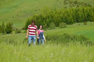 romantic young couple in love together outdoor photo