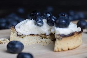 Tartlet with cream and blueberry flavor photo