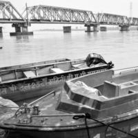 Ganga as seen in Garh Mukteshwar, Uttar Pradesh, India, Ganga is believed to be the holiest river for Hindu, View of Garh Ganga Brij ghat which is famous religious place for Hindu - Black and White photo