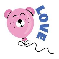 An amazing flat sticker of teddy balloon vector