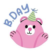 A flat sticker icon of Teddy birthday vector