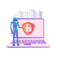 Industrial cybersecurity flat style illustration design vector