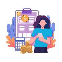 Net income calculating flat style illustration design vector