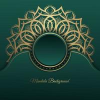 green luxury background, with gold mandala vector