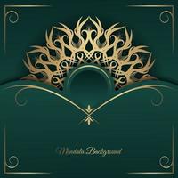 green luxury background, with gold mandala vector
