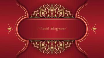 red luxury background, with gold mandala decoration vector