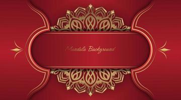 red luxury background, with gold mandala decoration vector