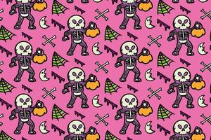 Cute skeleton costume seamless pattern, background, wallpaper, cartoon, fun,. vector