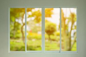 green garden view through the window photo